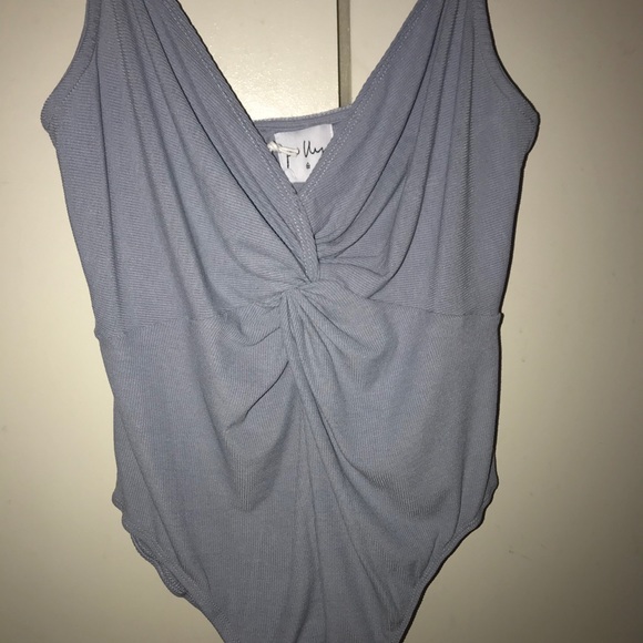 Dusty Blue Twist Knot Bodysuit NWT SOLD OUT - Picture 3 of 4